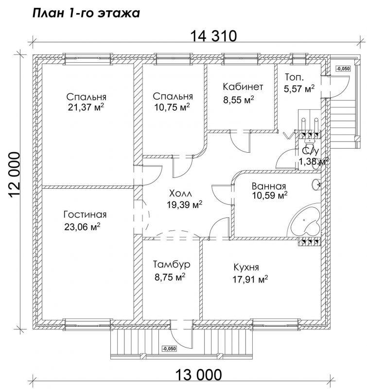 план одноэтажного дома до 150 м2