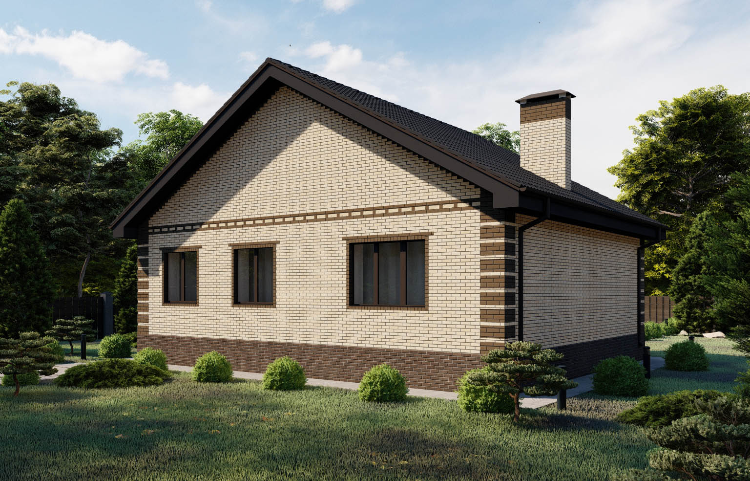 Проект дома с двускатной крышей и высоким цоколем | Архитектурное бюро  Беларх - Авторские проекты планы домов и коттеджей