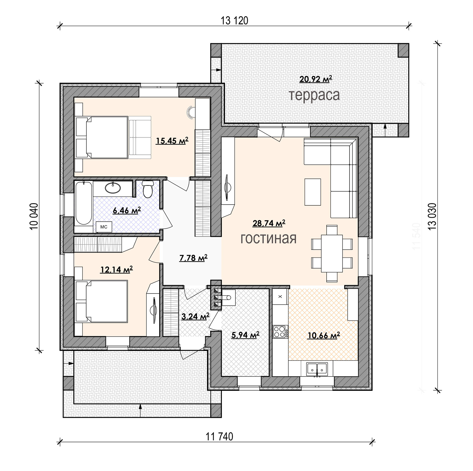 План современного дома с плоской крышей