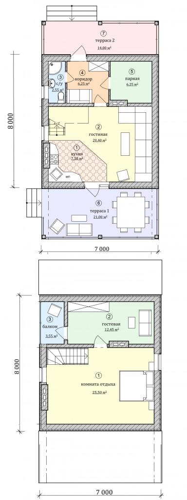 план трехкомнатного дома